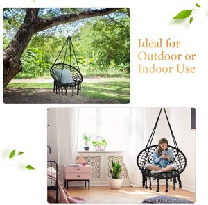 Meilleure vente de <span class=keywords><strong>chaise</strong></span> balançoire suspendue en macramé <span class=keywords><strong>noir</strong></span> sûre et portable pour enfants et adultes pour une utilisation intérieure et extérieure dans le salon - Product Image 4
