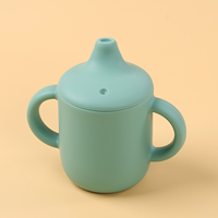 Gobelet pour tout-petits Meitai en silicone de qualité supérieure, ergonomique, avec deux poignées, bec verseur en forme de bec de canard, couvercle sécurisé, 150 ml, débit moyen, compatible micro-ondes