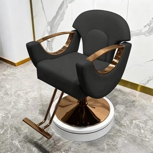 Fauteuil de Barbier Hydraulique Moderne, Chaise de Coiffure en Cuir PU Noir avec Base Métallique et Repose-Pieds Réglable, Mobilier de Salon Vintage - Product Image 3