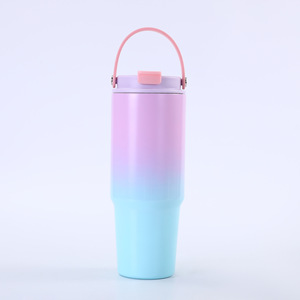 Gobelet isotherme portable en acier inoxydable 304 de 30 oz (350 ml) à double paroi, nouveau coloris dégradé, pour voiture et camping, idéal pour les boissons froides classiques - Product Image 3