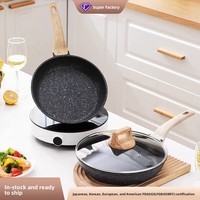 Poêle à frire antiadhésive en aluminium moulé sous pression avec revêtement en pierre Maifan, faible émission de fumée, surface lisse, idéale pour les cuisinières électriques (vente en gros)