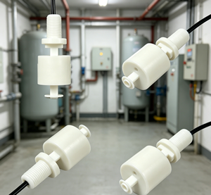 Capteur de niveau de liquide, interrupteur à flotteur en plastique blanc avec câble noir pour la détection de niveau élevé ou bas - Product Image 3