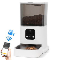 Distributeur de nourriture intelligent pour animaux de compagnie 6L WiFi Bluetooth avec caméra HD, contrôle par application, étanche, double alimentation, bol arrondi pour chiens et chats