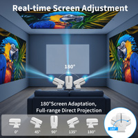 Projecteur LED intelligent avec support rotatif, Android intégré, WiFi, BT, mini, 200 lumens, prise en charge de la vidéo 4K avec télécommande