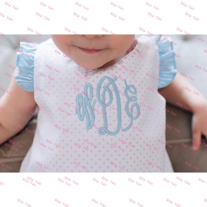 Conjunto de Blusa con Volantes Azules y Pantalones con Estampado de Lunares Rosas para Bebé Niña, Top con Lazo en la Espalda y Pantalones con Volantes, Atuendo Personalizado para Niña Pequeña 2026 - Product Image 6