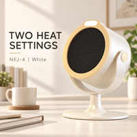 Ventilateur chauffant de bureau NFJ-4 blanc avec deux niveaux de chaleur et veilleuse sur socle pour bureaux à domicile et salles de lecture