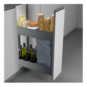 Panier à pain coulissant moderne à 2 niveaux avec fermeture amortie pour rangement de cuisine en fer/bois/verre, gain de place et installation facile 02.2A - Product Image 4