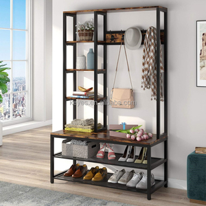 Moderne personnalisé autoportant métal bois étagère entrée Hall suspendus vêtements manteau présentoir support en gros personnalisé - Product Image 6