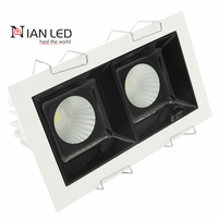 Plafonnier encastré LED COB carré ou rectangulaire blanc/noir, à têtes simples, doubles ou triples, orientable, 7W-60W