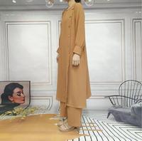 Ensemble deux pièces personnalisable pour femme, style Abaya islamique modeste de Dubaï, chemise décontractée modeste en polyester respirant