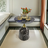 Mesa de Centro Pequeña de Piedra Microcristalina, Estilo Chino Vintage, Estructura de Acero de Lujo, Muebles de Sala de Estar sin Marco, para Casa de Huéspedes