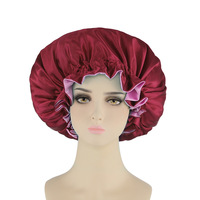 Grand turban en satin rayé double couche épais 100 % polyester, couleur unie, bonnet de nuit tendance, décontracté pour femme