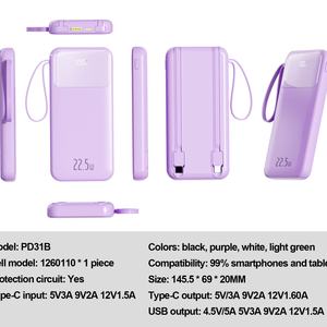 Batterie externe PD 22,5W 10000mAh-30000mAh, charge rapide, chargeur portable pour téléphone portable, sortie 20W, logo personnalisable - Product Image 4