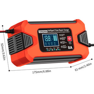 Новая модель, красный цвет, 12В 8А, 24В 4А, интеллектуальное импульсное зарядное устройство для аккумуляторов автомобилей и мотоциклов, пусковое устройство - Product Image 6