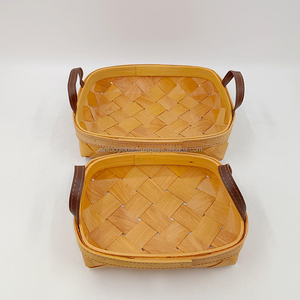 Boîtes et bacs de rangement décoratifs rectangulaires vintage pour la cuisine avec poignée en bois pour servir des fruits, du pain, des aliments et des cadeaux - Product Image 2