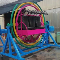 Gyroscope Humain Portable pour Enfants de 8 à 12 Ans Huajin HJJ106 – Équipement de Parc d'Attractions Intérieur/Extérieur, Anneau Spatial en Tube Carré Soudé