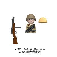 Briques personnalisées WW2, soldat d'armée italienne, officier, casque en pith, ensemble Carcano Beretta pour diorama de wargame N711-N714