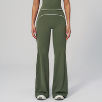 Nouveau style – Pantalon de yoga évasé pour femme à taille élastique, contrôle du ventre, longueur intégrale, avec poches latérales souples, respirant, idéal pour la danse