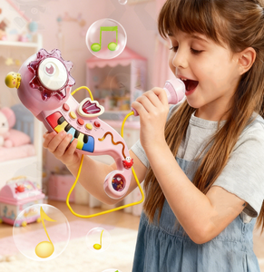 Wholesale Kids Seahorse Piano <b>Keyboard</b> With Microphone Flash Light Musical Toy Early Education Entertainment Toy - Product Image 4