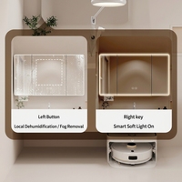 Miroir en céramique moderne anti-buée avec éclairage LED et horloge pour salle de bain et usage hôtelier