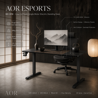 Bureau de travail électrique réglable en hauteur AOR, certifié RoHS, avec structure métallique durable, crochet pour casque convertible, vente en gros d'usine