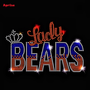 Strass thermocollants personnalisés en verre pour ours, motif Chicago Sport Football, vente en gros, pour vêtements, chaussures et sacs - Product Image 2
