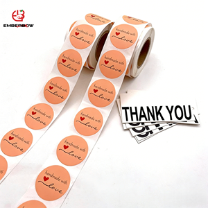 EBB Custom Handwritten Font Waterproof Round Thank You Stickers Glossy Sticker Roll Candle Gift Packaging Adhesive Sealing <b>Label</b> - Product Image 1