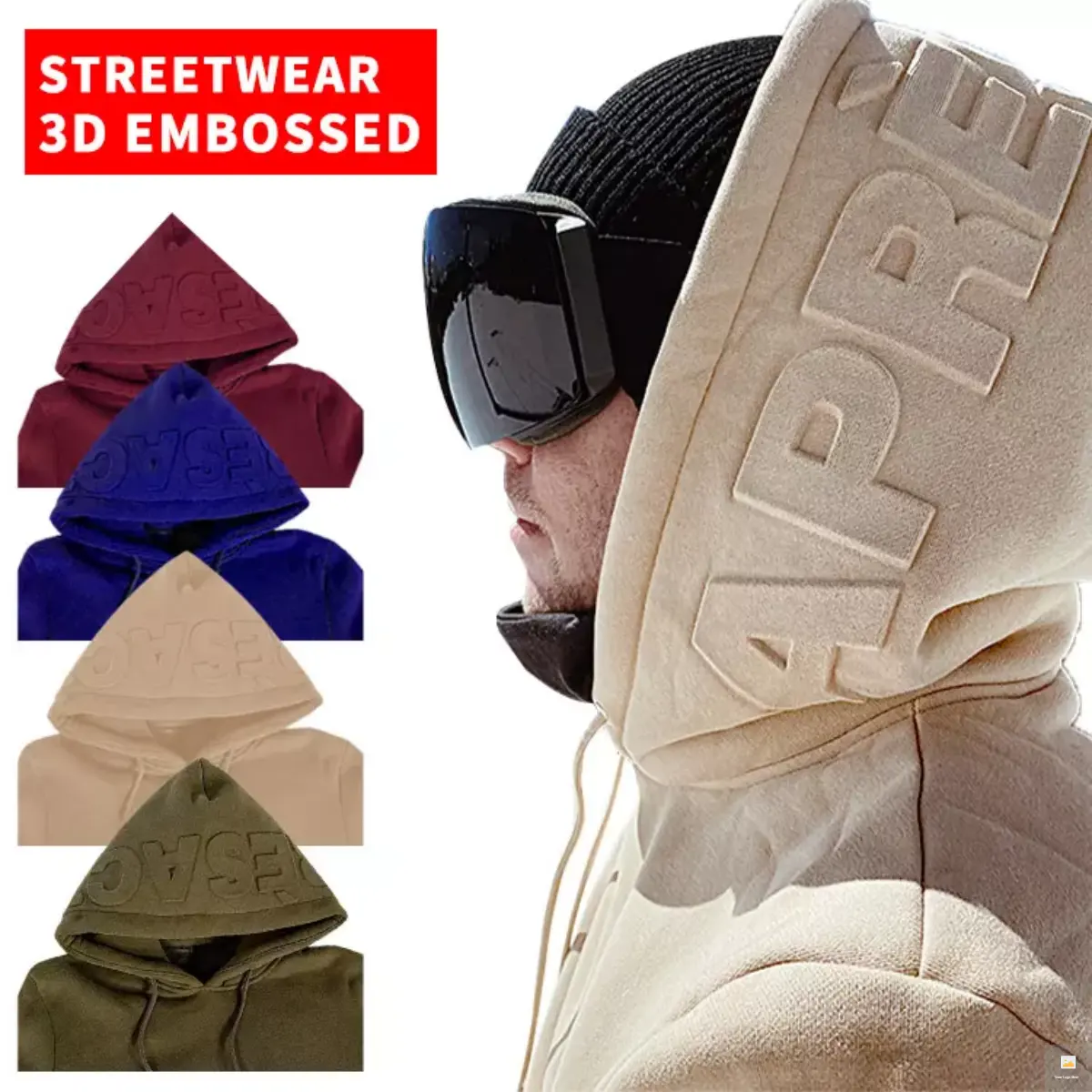 Sudadera con capucha personalizada en relieve 3d para hombre, ropa de gran tamaño con logo impreso, oem, en relieve