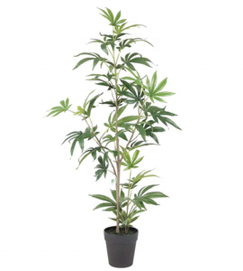 Planta de plástico artificial de 100cm de altura, marihuana sintética con hoja de tela, decoración única y llamativa - Product Image 1