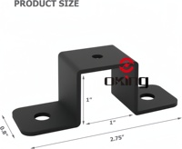 Support de fixation carré pour poteau de clôture 1x1 po, en tube, avec sangle, revêtement poudré noir, attache en U pour tube