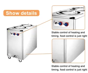 جهاز تدفئة الاطباق التجاري الكهربائي عربة التسخين المتنقلة خزانة تدفئة الاطباق للمطاعم