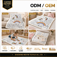 Couverture Sherpa à colorier soi-même, personnalisable, lavable, réutilisable, pour enfants, avec marqueurs, cadeau éducatif, OEM