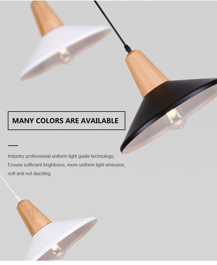 Simple Style Residential Study Room Bedroom Decoration E27 Wood Pendant Light
