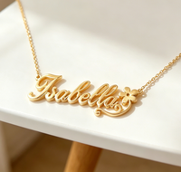 Collier personnalisé avec nom et lettre, fleur, en acier inoxydable plaqué or, bijoux de mode, chaîne, pendentif initial, colliers avec nom