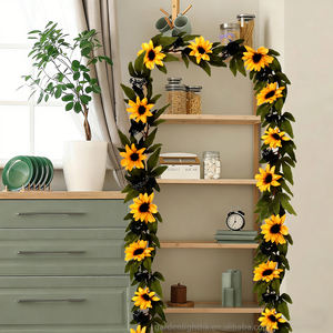 Guirnalda de Girasoles Artificiales con Hojas Verdes de 6 Pies, Resistente al Fuego, Ecológica, Personalizable, Decoración LED para Pared o Arco, para Aniversarios y Bodas - Product Image 3