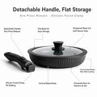 Batterie de cuisine en aluminium antiadhésive personnalisable pour usine, compatible induction, avec couvercle en verre trempé, vente en gros