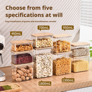 Trong suốt Acrylic Canister container lớn Stackable hộp nhựa khô ngũ cốc thực phẩm kín lưu trữ Jar với nắp tre - Product Image 3