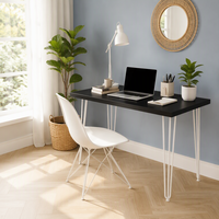 Bureau d'ordinateur moderne et minimaliste avec pieds en forme d'épingles à cheveux, table d'étude pour ordinateur portable et écriture, idéal pour le télétravail