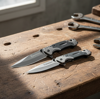 Couteau pliant 440C en gros avec manche en bois, prix d'usine pour la randonnée en plein air, le camping, l'usage domestique, couteau de poche EDC, support OEM