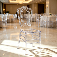 Chaise en acrylique transparente empilable pour usage commercial et domestique, chaise en acrylique cristal pour banquet, décoration de réception d'hôtel