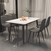 Table à manger rectangulaire moderne en pierre frittée de style marbre, design italien minimaliste, ensemble bar pour la maison, 4 places, usage hôtelier, luxe