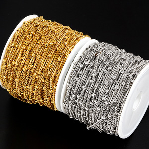 In acciaio inox placcato <span class=keywords><strong>oro</strong></span> catena di perline con Clip fai da te per collana e bracciale rendendo sottile catena clavicola con Logo personalizzabile - Product Image 1