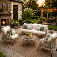 Ensemble de meubles de jardin confortables et modernes en rotin résistant aux UV pour l'extérieur, au bord de la piscine, pour la terrasse, canapé de conversation