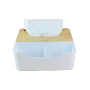 Kotak tisu remote control, Desktop kabel data penyimpanan kotak tisu penutup bambu kotak penyimpanan tisu multifungsi