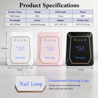 Lampe à ongles sans fil personnalisée à séchage rapide 48W rechargeable 7800mAh, double source lumineuse, machine de polymérisation pour vernis gel pour techniciens ongulaires OEM
