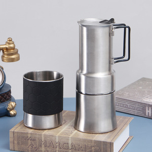 Pression à main Portable en acier inoxydable italien, pot moka pour espresso, 300ml - Product Image 3