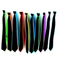 Cravate Classique Lumineuse LED en Polyester pour Hommes, Accessoire de Fête d'Halloween, Néon Luminescent Clignotant dans l'Obscurité, Accessoires de Carnaval FineGreen