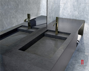 Comptoir de cuisine en porcelaine, marbre gris, comptoir, vanité - Product Image 3