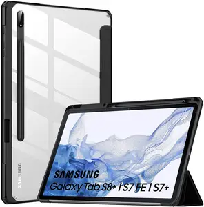 MoKo Case Fits Samsung Galaxy Tab S8 + 2022 / Tab S7 FE 2021 / Tab S7 Plus 2020 S-kalemlik ve açık arka Tablet kılıfı