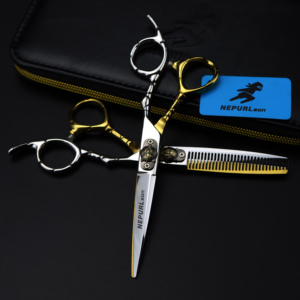 <span class=keywords><strong>Ciseaux</strong></span> de coiffure professionnels 6.0 pouces or et <span class=keywords><strong>argent</strong></span>, nouveau design tendance, ensemble de <span class=keywords><strong>ciseaux</strong></span> à effiler en acier inoxydable HS-316 - Product Image 4